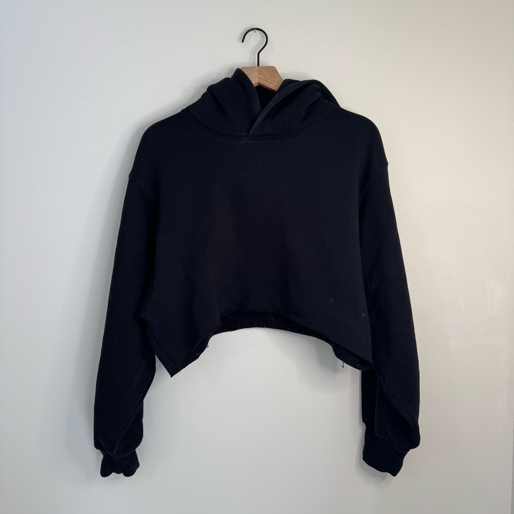 Balance Athletica Vitality Black Oversized Cropped Hoodie Affirmation Size Large - Picture 2 of 6